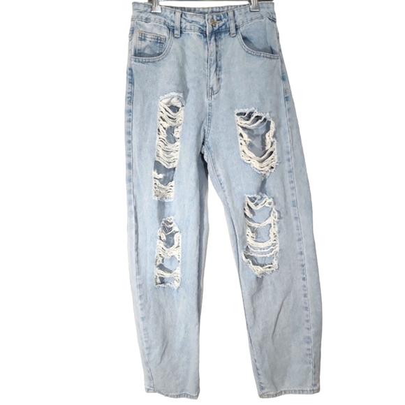 SHEIN Denim - Distressed Riped High Waist Denim Jean. S